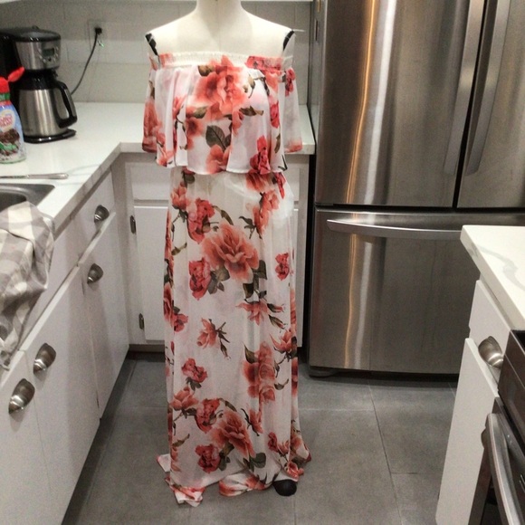 Show Me Your Mumu Floral Hacienda In Lady Rose Ivory Long Maxi Dress XS - Picture 3 of 8